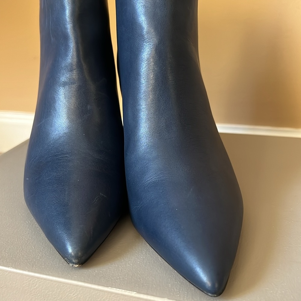 Franco Sarto Navy Ankle Pointed Leather Boots - Picture 6 of 7